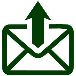 A green envelope with an up arrow coming out of it