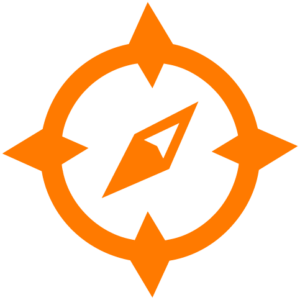 An orange compass